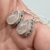 925 Sterling zilveren oorbellen Rozenkwarts in bewerkte setting