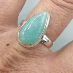 925 Sterling zilveren ring met druppelvormige Amazoniet 18.5 mm