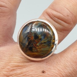 925 Sterling zilveren ring ronde Pietersiet 17.5 mm