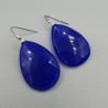 925 Sterling zilveren oorbellen grote kobalt blauwe Chalcedoon