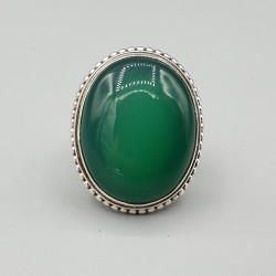925 Sterling zilveren ring met brede ovale groene Onyx 18 mm