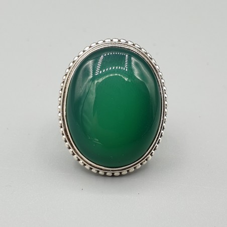 925 Sterling zilveren ring met brede ovale groene Onyx 18 mm