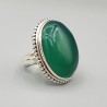 925 Sterling zilveren ring met brede ovale groene Onyx 18 mm