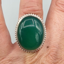 925 Sterling zilveren ring met brede ovale groene Onyx 18 mm