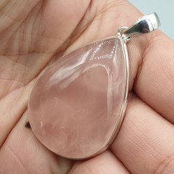 925 Sterling zilveren hanger grote druppelvormige Rozenkwarts