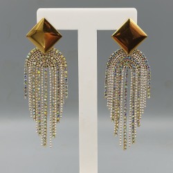 Vergulde waterval oorbellen strass
