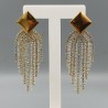 Vergulde waterval oorbellen strass