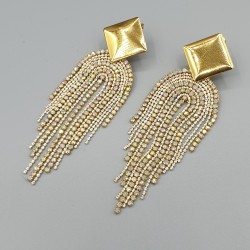 Vergulde waterval oorbellen strass