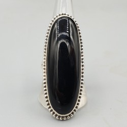 925 Sterling zilveren ring met smalle ovale zwarte Onyx