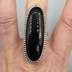 925 Sterling zilveren ring met smalle ovale zwarte Onyx