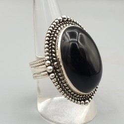 925 Sterling zilveren ring gezet met zwarte Onyx 18 mm