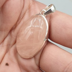 925 Sterling zilveren hanger smalle ovale Rozenkwarts