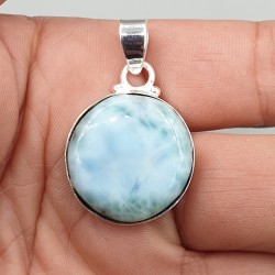 925 Sterling zilveren hanger ronde Larimar