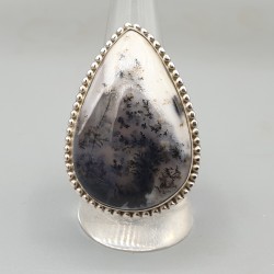 925 Sterling zilveren ring Dendriet Opaal 19 mm
