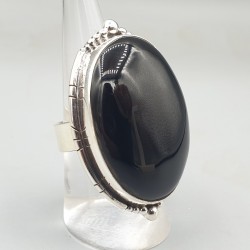 925 Sterling zilveren ring zwarte Onyx verstelbaar