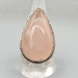 925 Sterling zilveren ring met druppelvormige Rozenkwarts 18 mm