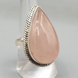 925 Sterling zilveren ring met druppelvormige Rozenkwarts 18 mm