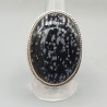 925 Sterling zilveren ring ovale sneeuwvlok Obsidiaan 18 mm