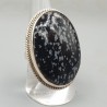 925 Sterling zilveren ring ovale sneeuwvlok Obsidiaan 18 mm