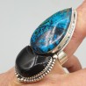 925 Sterling zilveren ring Azuriet en zwarte Onyx verstelbaar