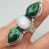 925 Sterling zilveren ring Maansteen en Malachiet verstelbaar