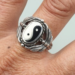 925 Sterling zilveren ring Yin Yang en libelle