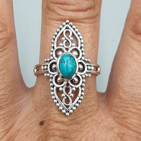 925 Sterling zilveren ring met ovale Turkoois