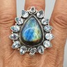 925 Sterling zilveren ring blauw Topaas en Labradoriet verstelbaar