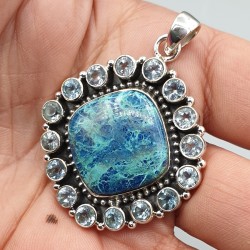 925 Sterling zilveren hanger Shattuckiet en blauw Topaas