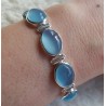 Zilveren armband gezet met ovale Chalcedoon schakels