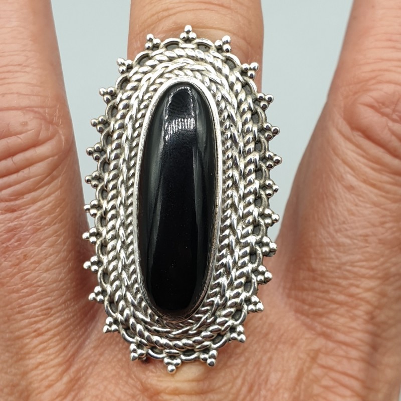 925 Sterling zilveren ring ovale Onyx verstelbaar