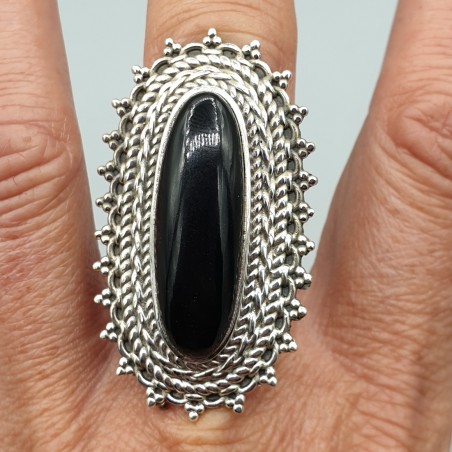 925 Sterling zilveren ring ovale Onyx verstelbaar