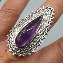 925 Sterling zilveren ring druppelvormige Amethist verstelbaar