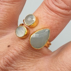 Vergulde ring Chalcedoon 18 mm