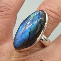 925 Sterling zilveren ring marquise Labradoriet 17.3 mm