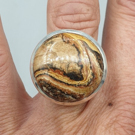 925 Sterling zilveren ring ronde Landschap Jaspis 17 mm