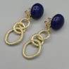 Vergulde oorbellen Lapis Lazuli en schakels