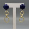 Vergulde oorbellen Lapis Lazuli en schakels