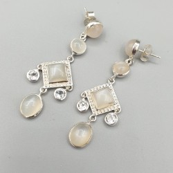 925 Sterling zilveren lange oorbellen Maansteen