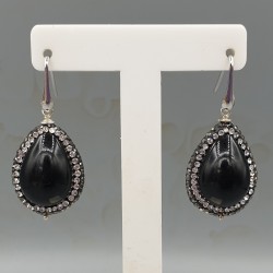 925 Sterling zilveren zwarte Onyx en kristallen
