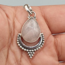 925 Sterling zilveren hanger Rozenkwarts