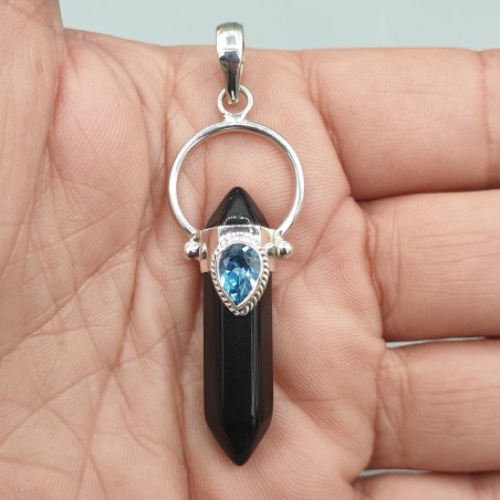 925 Sterling zilveren hanger zwarte Onyx punt