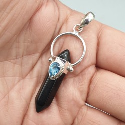 925 Sterling zilveren hanger zwarte Onyx punt