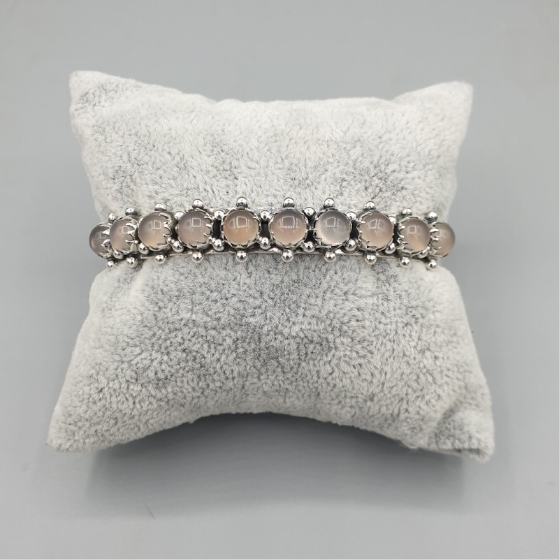 925 Sterling zilveren bangle gezet met Rozenkwarts
