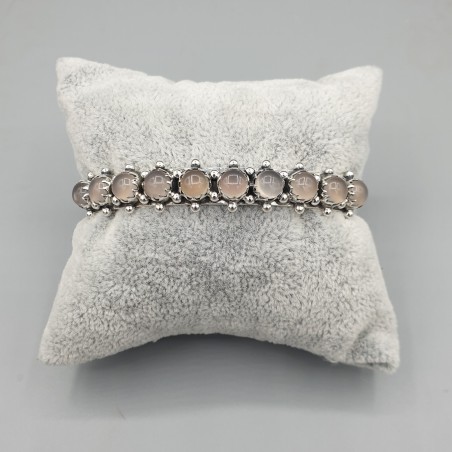 925 Sterling zilveren bangle gezet met Rozenkwarts