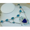 Zilveren ketting gezicht uit Sodaliet en Chalcedoon
