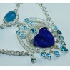 Zilveren ketting gezicht uit Sodaliet en Chalcedoon