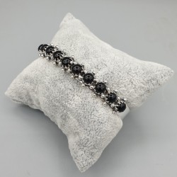 925 Sterling zilveren bangle gezet met zwarte Onyx