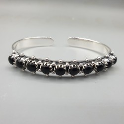 925 Sterling zilveren bangle gezet met zwarte Onyx