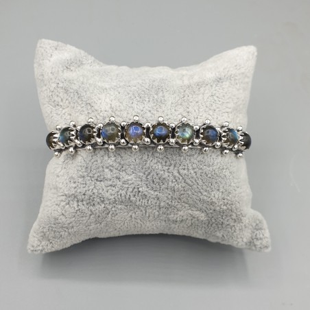 925 Sterling zilveren bangle gezet met Labradoriet